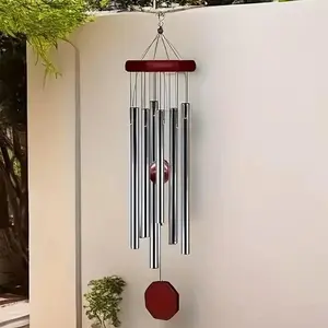 Large Memorial Wind Chime With Six Tuning Tubes, Produces Deep And Soft Tone, Elegant Hanging Ornament For Gardens, Terraces, Balconies And Indoor Home Spaces