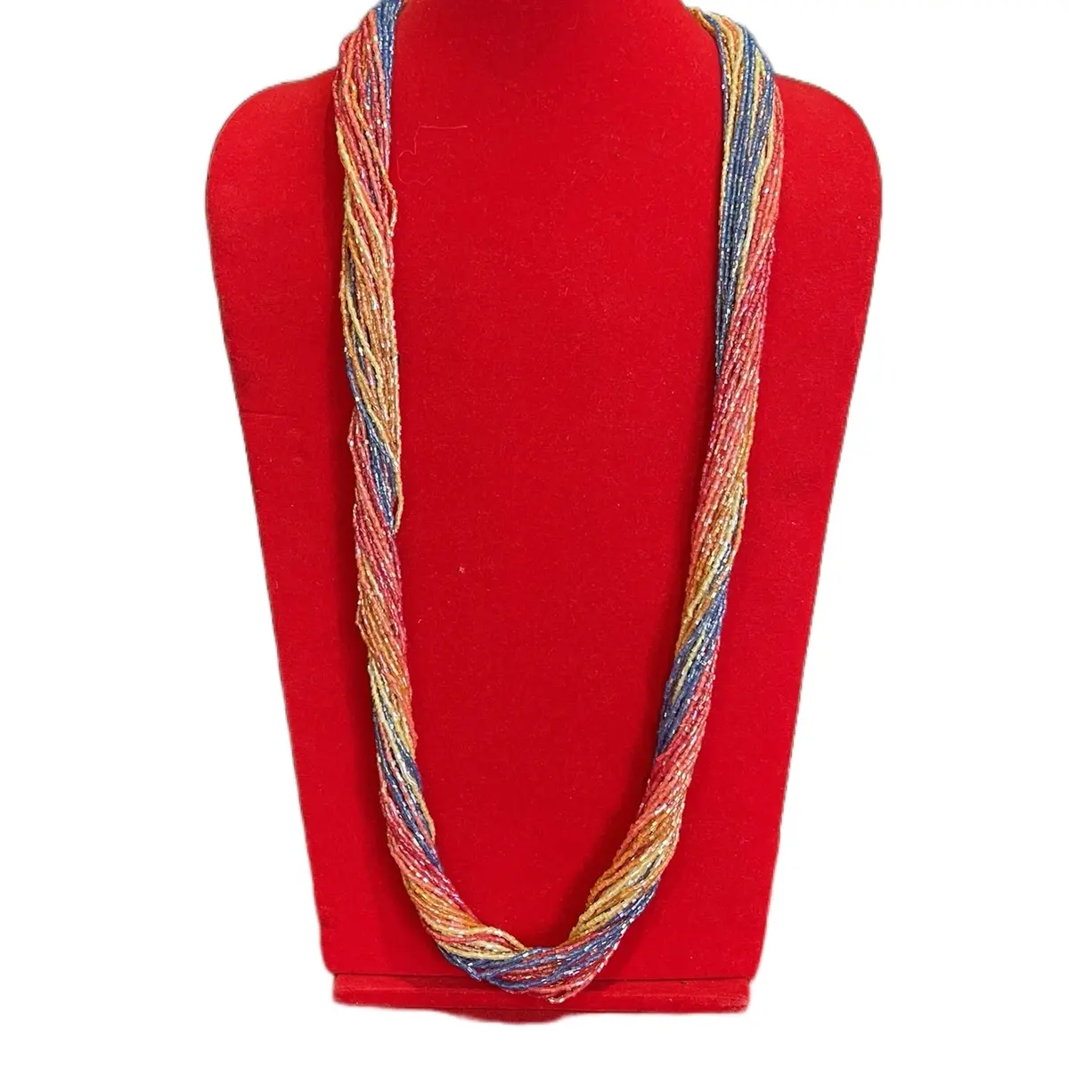 Traditional Nepali Potey Necklace for Women, Multi-Strand Multicolor Beaded Design, Ethnic Costume Folk Jewelry, Female, Folk Necklaces, Cultural Wear, Multicolored Beads, No, No Warning Applicable