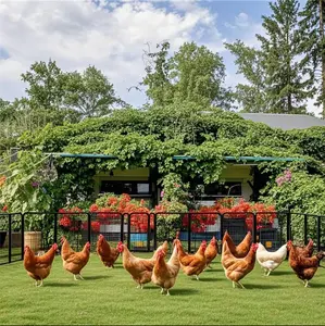 Yaheetech Chicken Coop 6/8/12/16/32 Panels Metal Pet Playpen, Outdoor Chicken Exercise Barrier Fence for Backyard, Farm, Duck Cage, 25/32/40/47 inch