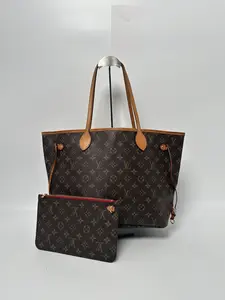 Pre-owned Louis Vuitton LEATHER Tote Bags Monogram Neverfull MM Tote Bag with Pochette JA912LV