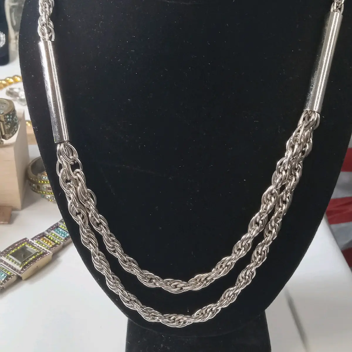 Vintage CROWN TRIFARI Silver Tone Necklace