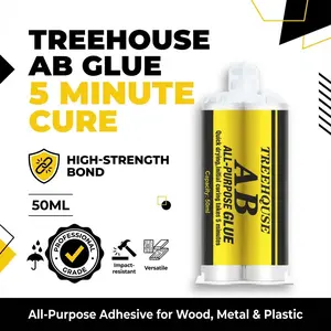 Treehquse Fast-Curing Ab Glue 50ML, Universal Strong Adhesive for Metal Wood Plastic Repair, Waterproof Shockproof