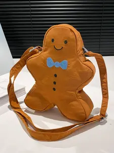 Cute Cartoon Gingerbread Man Design Crossbody Bag, Casual Shoulder Bag for Women & Girls, Fashionable Novelty Bag for Daily Use