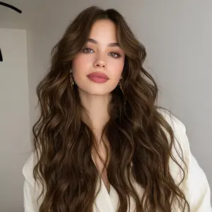 26 Inch Brown Body Wave Wig 4x1 Lace Front Natural Hairline Long Wavy Wig