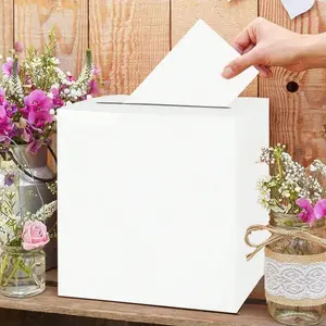 Pure Card Box DIY Wedding Gift Mailbox Paper Board, Party Decor Table Centerpiece, Best Gift for Weddings Home Room Birthday Graduation, Elegant Gift Box, Personalizable Gift Box