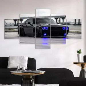 Car Pattern Canvas Painting, Modern Abstract Design, 5 Counts/set Modern Wall Art Painting, Unframed Art Print, Wall Art Decor for Home Living Room Bedroom Office, Ornaments