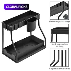 2-Layer Pull-Out Storage Rack, Large-Capacity Drawer, Home Organizer for Kitchen and Bathroom #GLOBAL PICKS