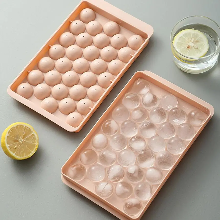 Ice Cube Tray with Lid, Multi-grid Ice Trays For Freezer, Round Square Ice Ball Maker Mold