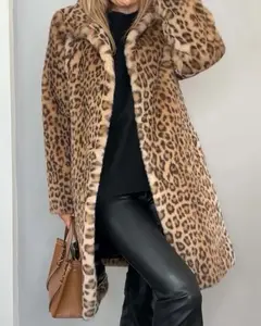 Lady's Fitted Longline Leopard Print Long Sleeve Coat - Women's Essential Casual Tops, Bold Elegant Statement Jackets