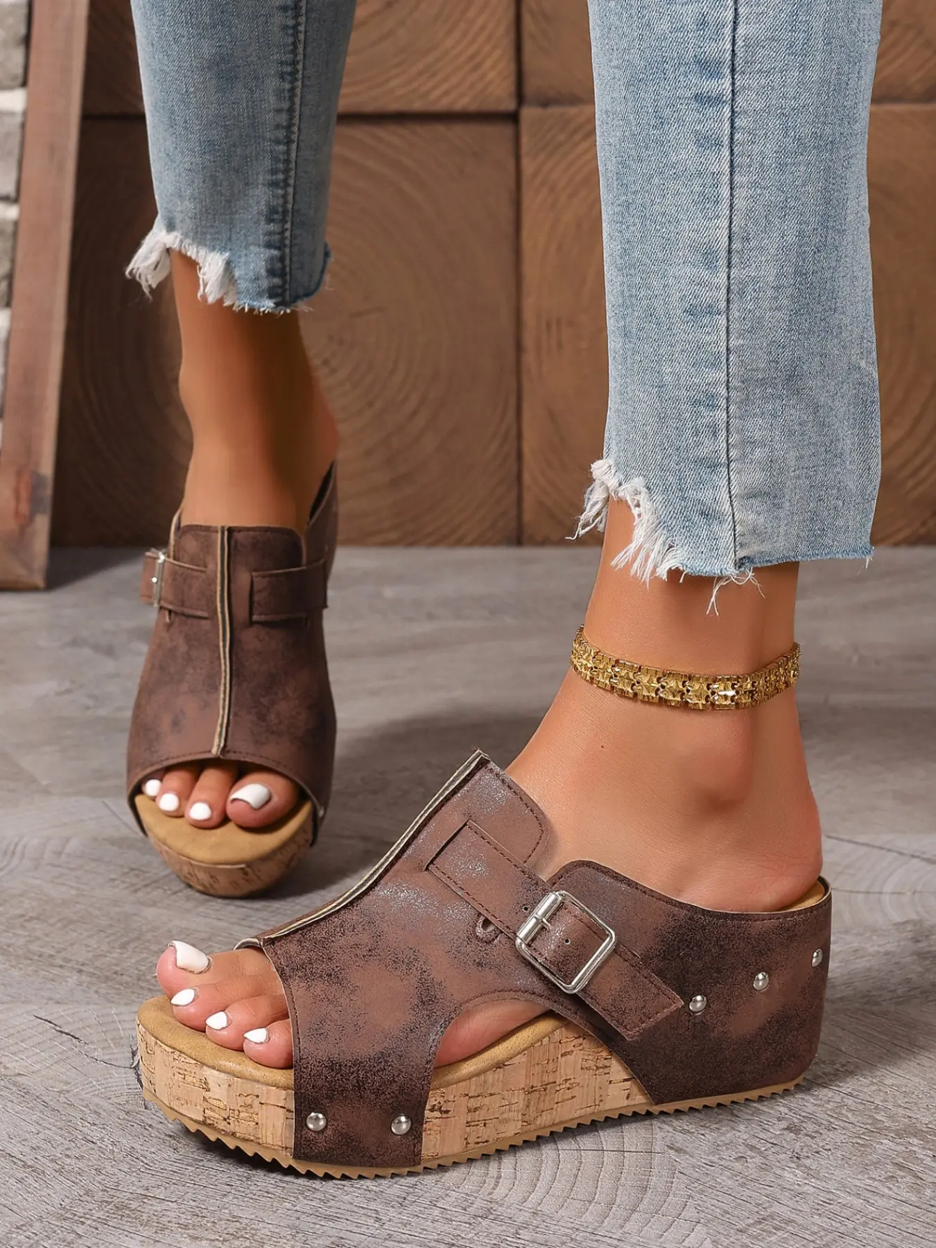 Women's Fashion Wedge Shoes, Casual Trendy Sandals, Adjustable Wedge Sandals, Cushioned Sandals, Evafoam Cushion Insole, 2.5 Inch Heel, Lightweight Comfort, All-Day Wear, Velcro Closure, Anti-Slip, Summer Daily Use