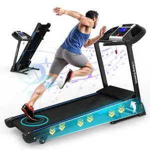 Treadmills for Home, Electric Treadmill with Automatic Incline, Foldable 3.5HP Workout Running Machine Walking, Double Running Board Shock Absorption Pulse Sensor Bluetooth Speaker APP FITSHOW.