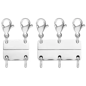Pack Of 2 Multi Necklace Layering Clasp - Silver Magnetic Necklace Connectors for Layered Look
