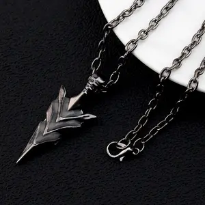 Fashion Luminous Glowing Arrow Pendant Necklace Knight Spear Necklace Hip Hop Punk Long Necklace for Women Men Halloween Gift