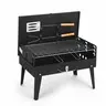 17" Portable Folding Stainless Steel Charcoal Barbecue Grill, Equipped with Spatula & Fork, Practical Outdoor Cooker for Camping, Backyard Use Bbq Pit Tabletop Bbq