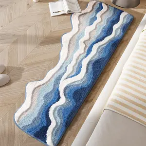Geometric Pattern Bedside Mat, 1 Count Soft Plush Floor Mat, Non-slip Comfortable Indoor Floor Rug for Bedroom & Bathroom, Home Decor Ideas, Rugs for Living Room, Home Decorative Rug, Decorative Area Rug