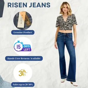 RISEN Full SIze Tummy Control Mid Rise Flare Jeans Plus SIze