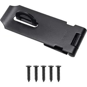 Door Lock Hasp Latch, Thicked Design Latch Lock, Stainless Steel  Packlock Clasp Hasp Lock Latch for Doors, Black Finish with Screws, 1 Pack(3 Inch)
