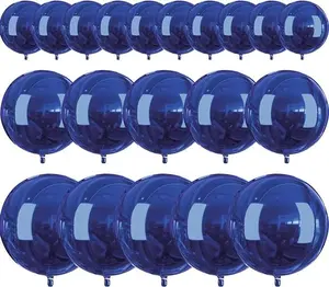 PartyWoo Navy Blue Foil Balloons 20pcs Different Sizes Pack of 22 15 10 Inch Large Round Foil 4D Inflatable Mirror Ball Mylar Balloons for Graduation Men Birthday Space Themed Party Decorations