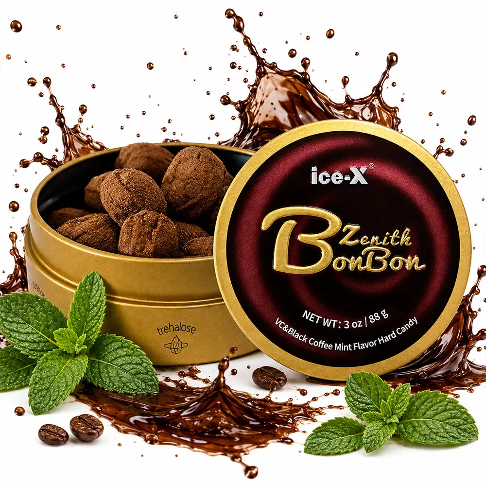 ice-X VC Coffee Mint Throat Soothing Candy - Rich in Vitamin C, Energy Boosting Fresh breath- Perfect for Office, Road Trips, Workouts hard cOvertime Work, Staying Up Late，andy individually wrapped| Gluten-free, Aspartame free（100g）