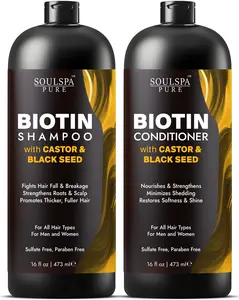Biotin Shampoo & Conditioner Set with Castor & Black Seed Oil