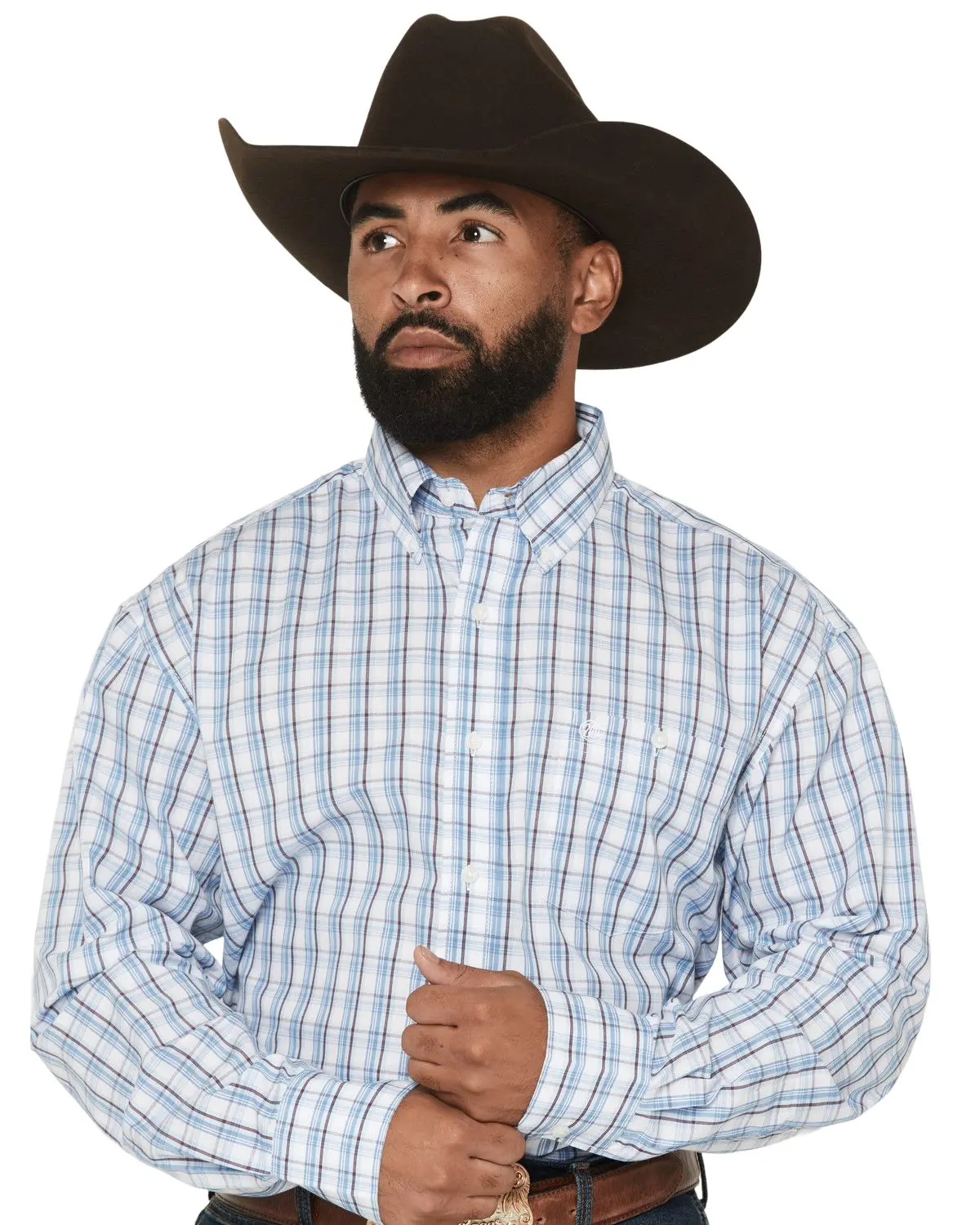 Wrangler Men's Men'S Plaid Print Long Sleeve Button-Down Western Shirt - 112374601