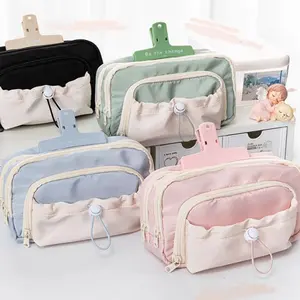 Five-Layer Large Capacity Drawstring Pen Bag Student Multifunctional Pencil Case Zipper Stationery Organizer School Supplies