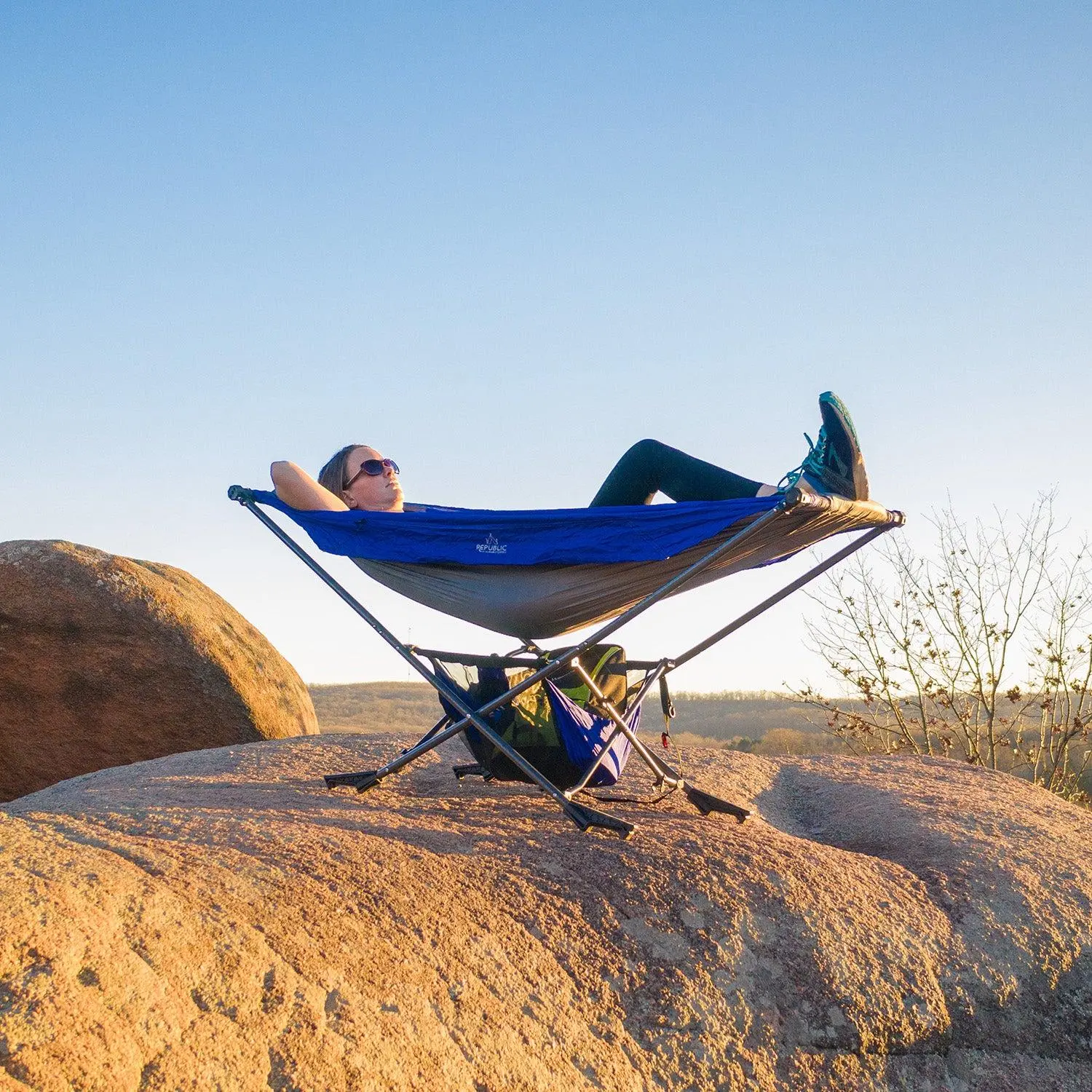 PHIVILLA Home Portable Hammock with Stand - Compact Folding Frame for Camping, Backpacking, and Travel Outdoor Swing