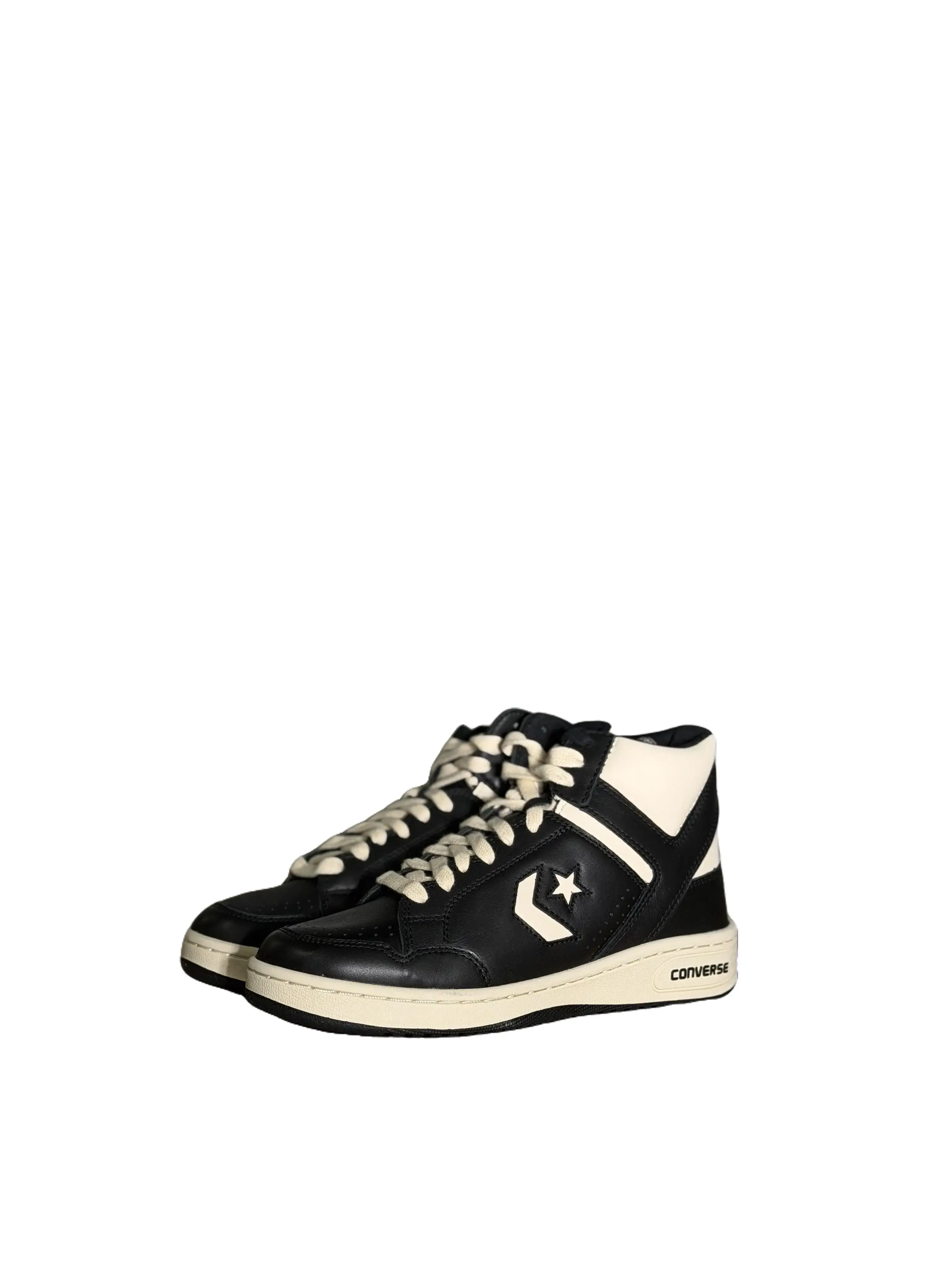 Converse Weapon OG Mid, Vintage-Style Mid-Top Sneaker in Premium Leather, Black & White Casual Footwear with Cushioned Sole, Retro Style, All Seasons, Classic