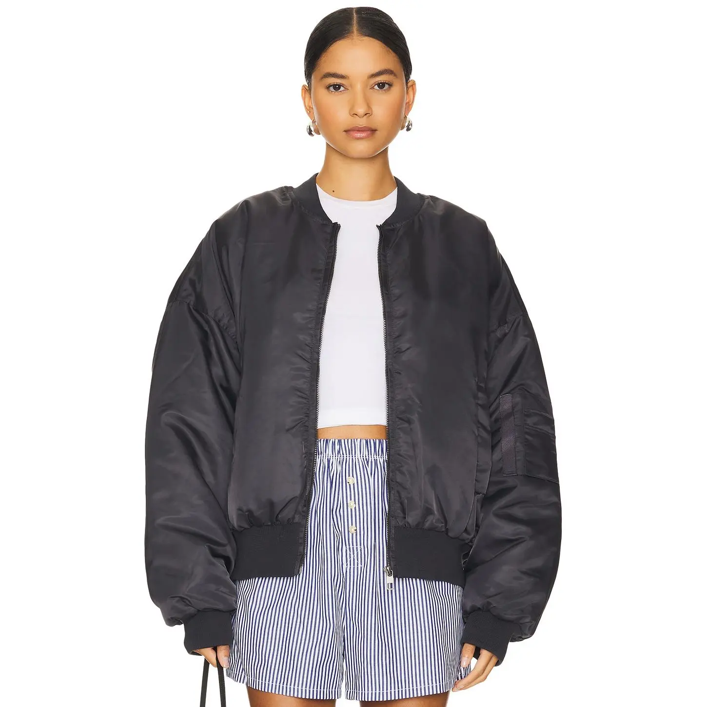 LIONESS Essential Bomber Jacket in Dark Slate