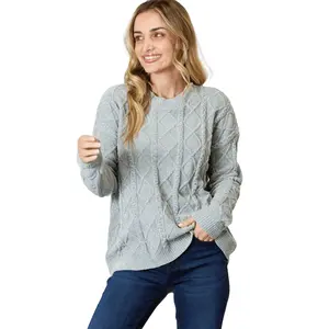 BiBi Cable Knit Round Neck Sweater