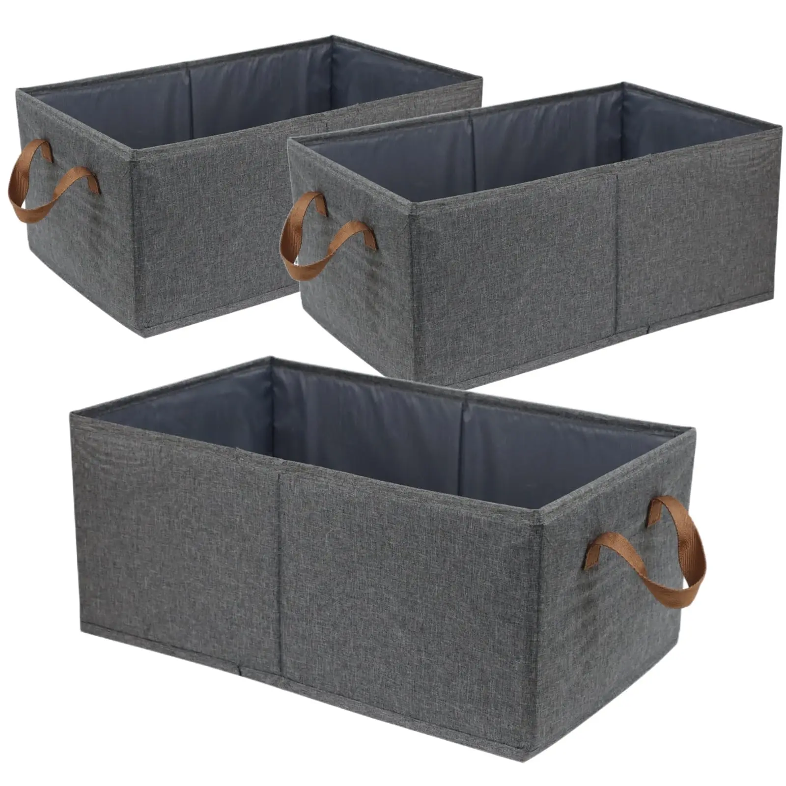 Pack of 3 Large Capacity Storage Bins Closet Organizer System, Sturdy Foldable Storage Boxes for Organizing Clothing, Sheets, Toys, Books - Shelf Orga