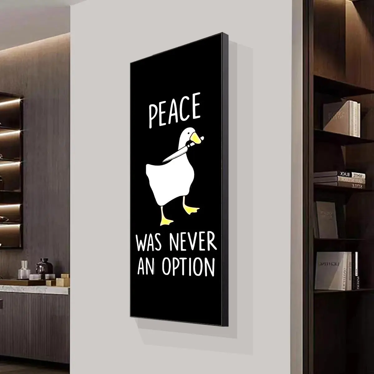 Duck Pattern Canvas Painting without Frame, 1 Count Creative Design Peace Duck Wall Art, Wall Decor for Home Living Room Bedroom Office, Ornaments