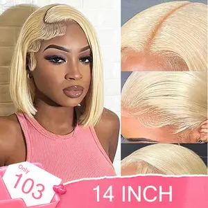 eullair 613 Bob Wig Human Hair 13X4 Lace Frontal Wigs 180% for Black Women Dark Blue Wig Pre Colored Lace Wig with Pre Plucked