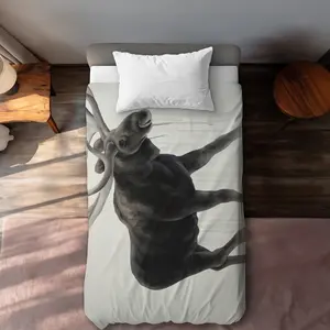 360 stand Twin Extra Long Beige Walking Moose Wildlife Decorative Duvet Cover - Machine Washable Bedding for Home Decor, Machine Washable Duvet