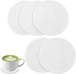 Silicone Coasters 5-Pack White  Non-Slip Drink Coasters Dining Table Non-Slip Coasters Cute Desk Coasters c