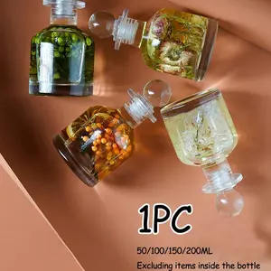 Transparent Glass Essential Oil Bottle with Sealed Lid, Decorative Perfume Container, Home Decoration Gift, No Scent, for Hotels and Bedrooms