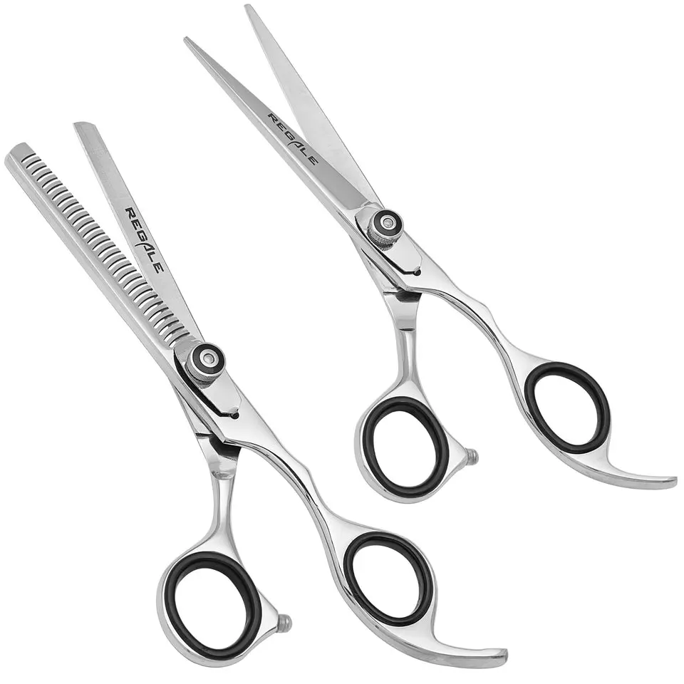 Regale Professional 6.5 in Hair Cutting Shears - Japanese SS, 30-tooth Blend, Mirror Polish, Ergonomic, Adjustable Tension Screw, Effortless Volume Control, Precision Cuts for Salon Use, Hair Styling Tool Preserves Natural Texture, Matched Pair Design