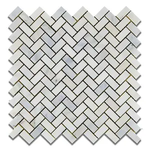 Calacatta Prestige (Asian Statuary) Mini Herringbone Polished/Honed Tile