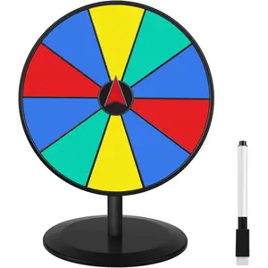 8 Inch Prize Wheel Spinning Roulette Wheel of Fortune Spin with Dry Erase Marker for Home Parties Trade Show Carnival Events Birthday Wedding Housewarming