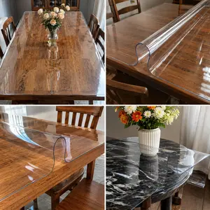 Clear Table Protector Heavy Duty Thick Plastic Table Cover PVC Clear Table Cover Protector Waterproof Scratch Resistant Table Pad Mat for Dining Room Kitchen Dresser Writing Desk Vinyl Tablecloth Easy Clean Cut to Fit BPA Free