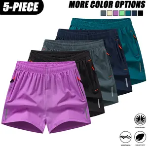 5PCS Women’s Summer Quick-Dry Running Shorts, made from quick-drying and breathable fabric, suitable for comfortable exercise. These women’s athletic shorts are quarter-length, feature a casual sporty style, include zippered pockets, and have an elastic w