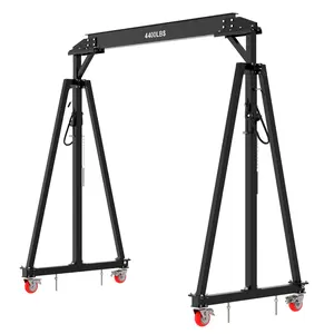 Garvee Adjustable Gantry Crane 2 Ton, 4400 LBS Portable Garage Hoist, Height 97"-141" 12-Position I-Beam Crane for Factories, Construction, Warehouse, Auto Shop Lifting