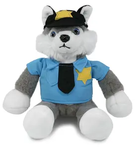 DOLLIBU 10.5" Super-Soft Polyester Stuffed Husky Plush Toy with Long Legs