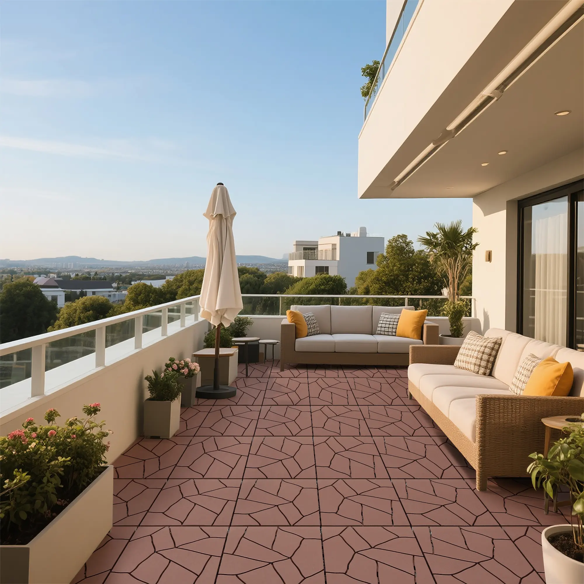 22 Interlocking Deck Tiles, 12"x12"x0.8", Outdoor Waterproof Flooring, All-Weather Use for Balcony Porch Backyard Poolside