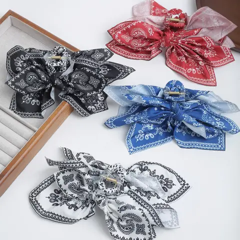 Bohemian Style Hair Clips Set Fabric Bowknot Design, Elegant All-Season, Perfect for Daily & Casual Use, Hair Pin Set, Hair Claws Set, Boho Hair Accessories