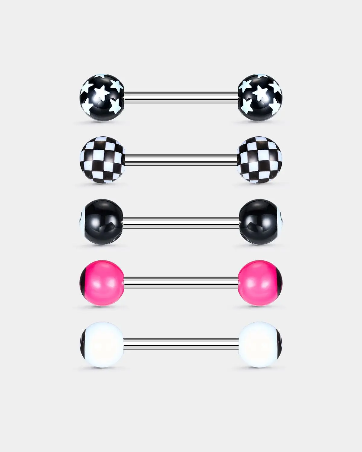 OUFER BODY JEWELRY 16G Tongue Piercing Jewelry, 5-Piece Pack of Sleek Black Barbells for Men and Women, Piercings Jewelry, Tongue Pierci̇ng
