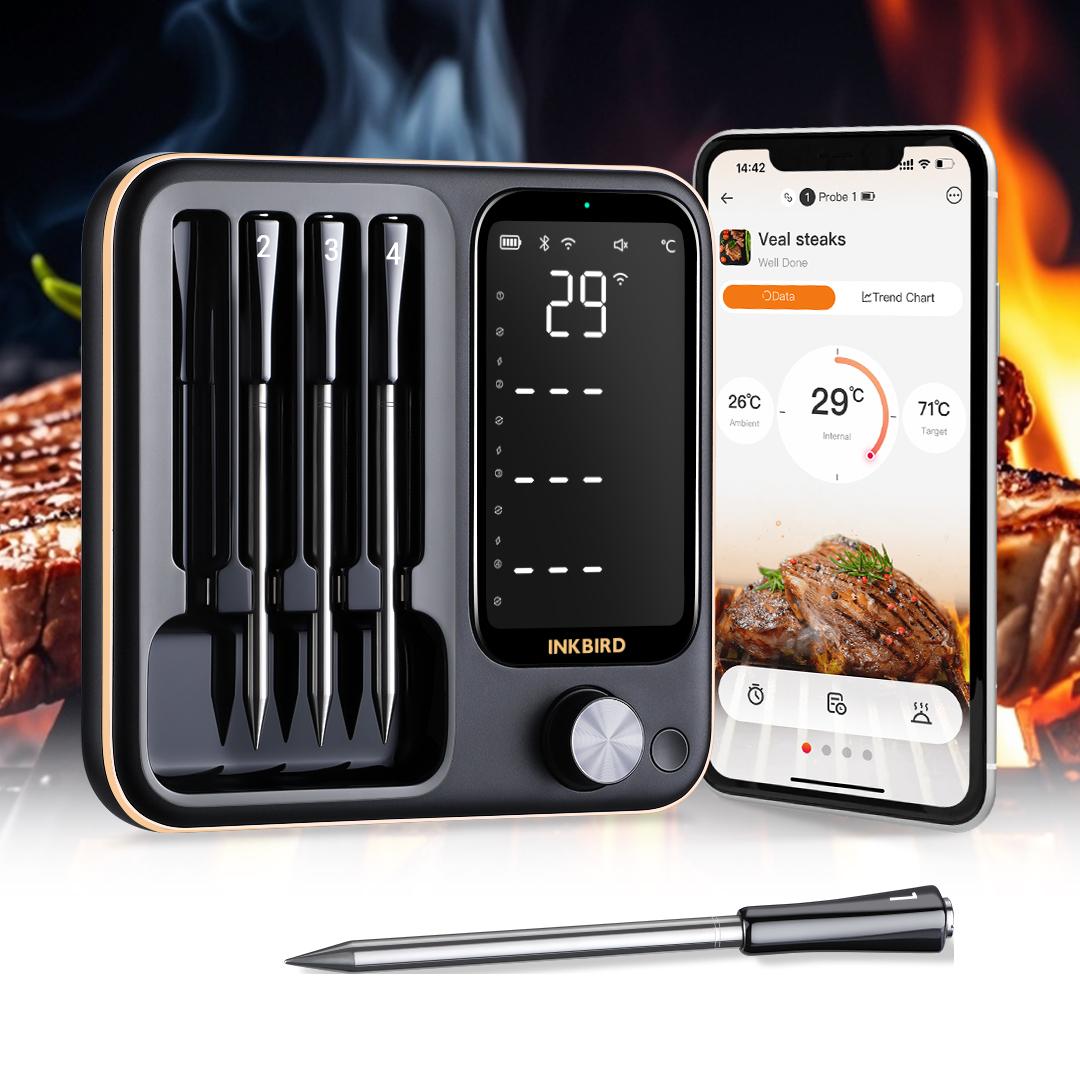 INKBIRD wireless meat thermometer, WIFI&Bluetooth Portable Measuring meat thermometer, suitable for cooking, frying, ho