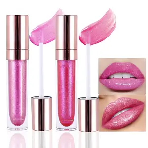 2Pcs Blush Red Pink Pearlescent Chameleon Shimmer Glitter Lipstick Lip Gloss, Long Lasting Waterproof Glitter Metallic Sparkly Glossy Lip Gloss Tint Stain Liquid Lipsticks Makeup Set for Women
