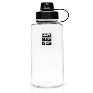 Made Easy Kit Tritan Plastic Water Bottle - Revolutionary Lid, Wide and Narrow Mouth Openings - BPA Free Water Bottle, Dishwasher Safe