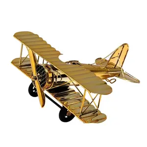 Vintage Airplane Model Ornament, Home Living Room Display Cabinet Decoration, Boy Gift Luxury Metal Plane Collectible Figurine